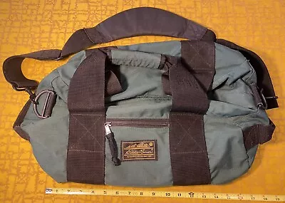 Eddie Bauer Green Duffle Bag Travel Carry On Nylon Should Strap Zipper 18x9x7 • $29.99