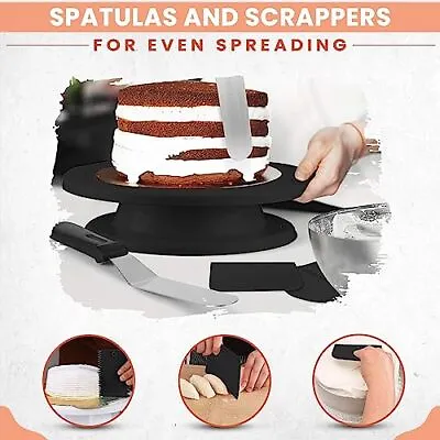  35PCs Cake Decorating Supplies Kit And Leveler-Rotating Cake Turntable With  • £27.03