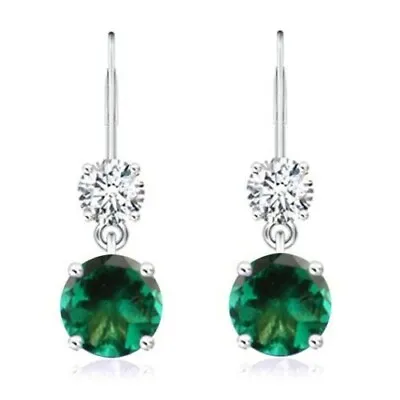 2.12Ct Natural Zambian Green Emerald IGI Certified Earrings In 14KT White Gold • $399