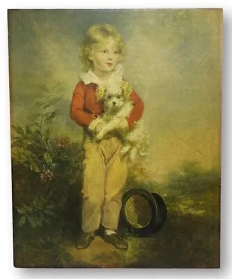 Vtg Victorian Farm Print Master Simpson Boy Dog Antq 19.5 X 24 Wall Art Deco 40s • $52