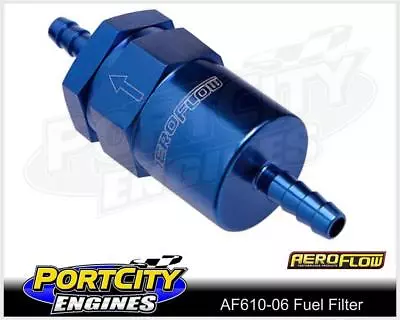 Aeroflow 30 Micron Alloy Fuel Filter Assembly 3/8” Barb Petrol AF610-06 • $42.95