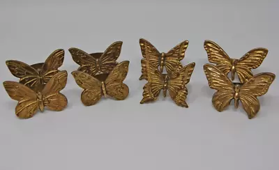 £17.82 • Buy 8 Vintage 2.5  Solid Brass Beautify Butterfly Napkin Rings Thick Band Holder