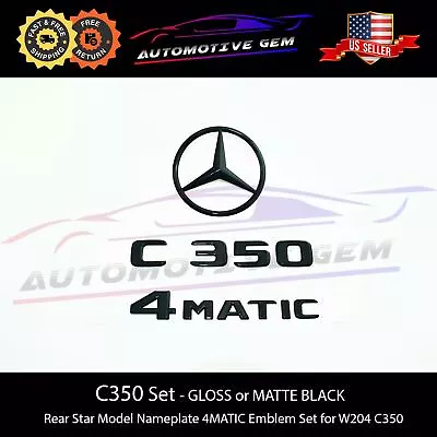 C350 4MATIC Rear Star Emblem Black Letter Badge Logo Set For AMG Mercedes W204 • $54.99