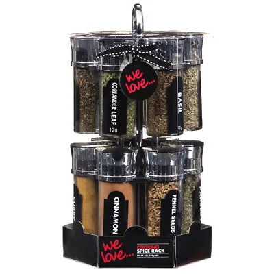 Cooking Spice Rack Stand With 12 Storage Jars - Including Spices & Herbs   • £19.99