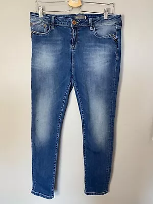 Mint Velvet Mid Blue Denim Skinny Jeans W34 L29 10 Stud Detail • $25.25