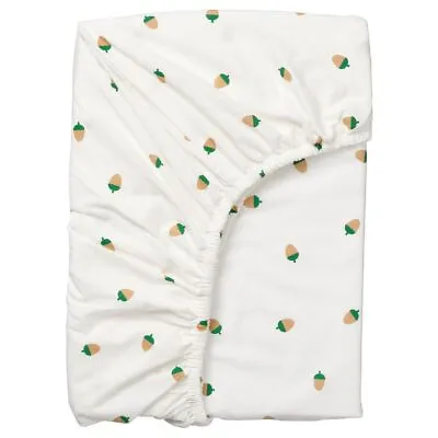 IKEA BRUMMIG Fitted Sheet Acorn Pattern/multicolour 90x200 Cm • £19.70