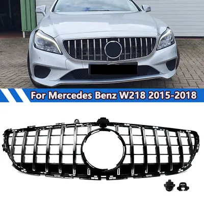 GT R Front Grille For Mercedes Benz W218 CLS400 CLS550 2015-2018 Chrome+Black • $116.99