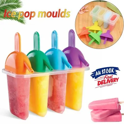$12.98 • Buy 4Pcs Block Moulds/Ice Cream Molds/Icy Pole Jelly Pop Popsicle Maker Mould Kit AU