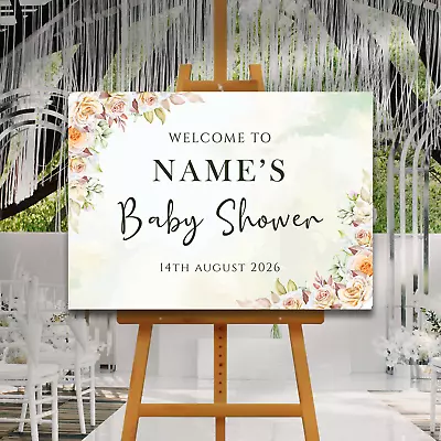 Personalised FLORAL Baby Shower Welcome Board Gender Neutral Baby Shower Decor • £7.50