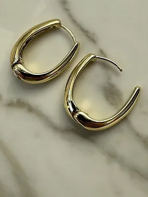 Yellow Gold Hoop Huggies Earrings • £35