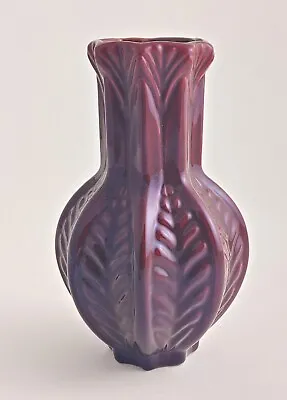 $195 • Buy Zsolnay Dark Red Eosin Vase - Wheat Embossed