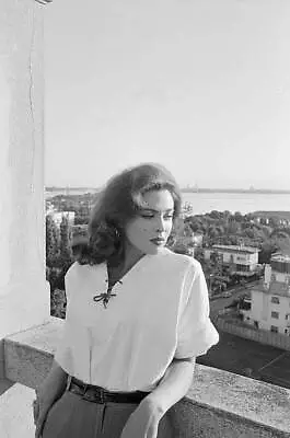 American Actress Tina Louise Leaning Against Parapet During 19th V- Old Photo • $9