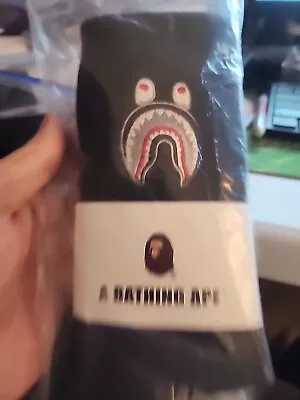 BAPE A Bathing Ape Shark Head Monster Crew Socks Black Mens Womens One Size NIP • $24.99