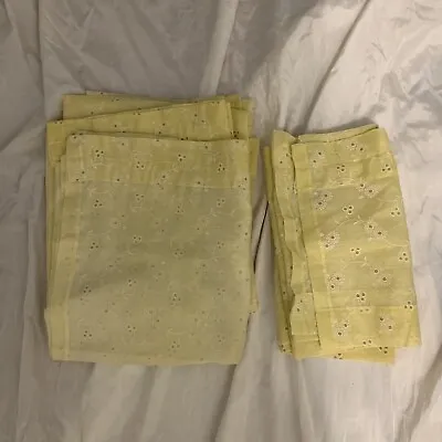 Vintage Yellow Sheer Eyelet Curtains And Valence 2 Top Valence Panels And 4 Pane • $50