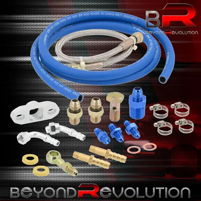 $41.99 • Buy GT25 GT28 GT Turbo Charger Oil Water Cool Feed Return Line Kit Stainless Braided