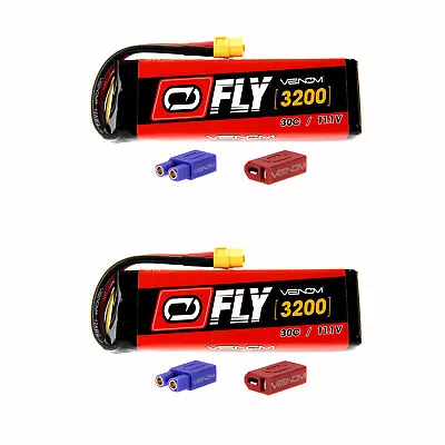 Venom Fly 30C 3S 3200mAh 11.1V LiPo Battery With UNI 2.0 Plug X2 Packs • $95.98