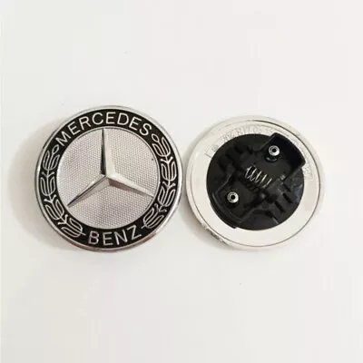 Mercedes Benz  Black & Silver Flat Front Hood Emblem AMG Badge Logo LAUREL OEM • $24.99