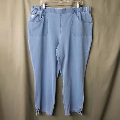 Dream Jeannes By Quacker Factory Size XL Light Wash Pull On Pants Ankle Slit • $21.99