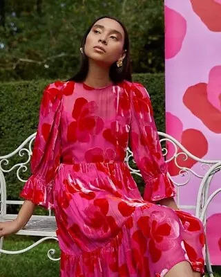 As New! Versatile GORMAN “Pansy Devore” Silk Blend Dress * Size 10 • $255.75