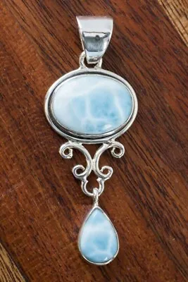 Fine Caribbean Larimar Gemstone 925 Sterling Silver Handmade Gift Pendent MO2331 • $14.37