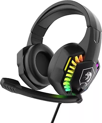 $30.90 • Buy Wired Gaming Headset With Microphone For Laptop PC Games XBOX PS4 PS5 Black RGB