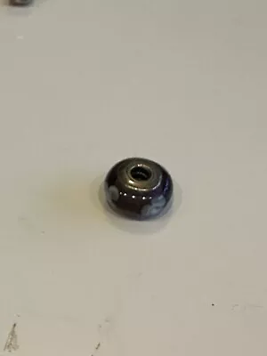 Pandora Purple Glass With Blue Flowers Charm Used • £2.20