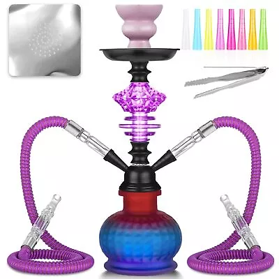 12'' Hookah Set 2 Hose Shisha Hookah Set With Everything - Modern Glass Vase... • $29.32