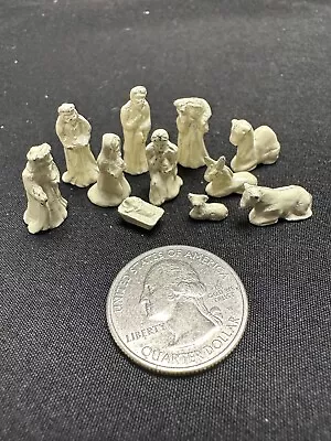 Vintage French Miniature Figurines Nativity Set Metal Enamel Paint • $88