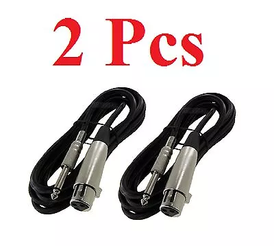 2 Pack - 10ft XLR 3-Pin Female To 1/4  Mono Shielded Microphone Mic Cable  • $17.99