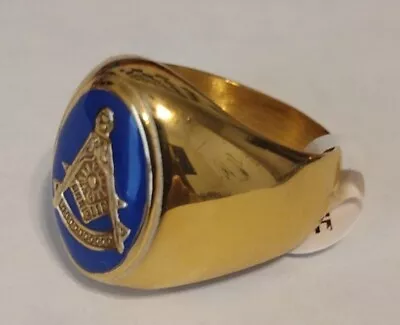Masonic 14kt Gold Plated Ring (SIZE 11) Freemason Past Master Square Compass  • $19.95