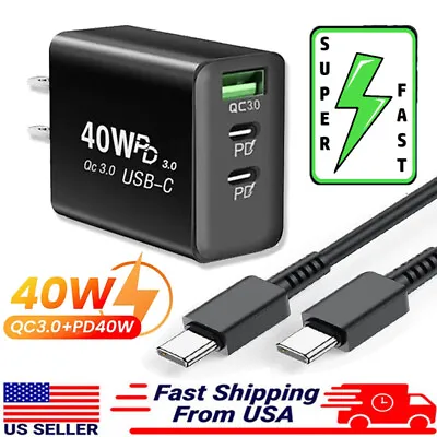 40W Double USB C Fast Wall Phone Charger For Motorola Edge+ Moto Stylus 5G 2023 • $9.99