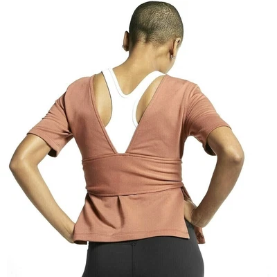 £28.46 • Buy Nike Yoga Studio Training Wrap Top Brick Orange Tie Front Open Back Women XS