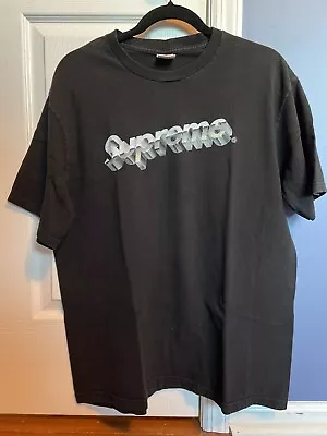 Supreme Black Chrome Logo 3D Tee - L • $32