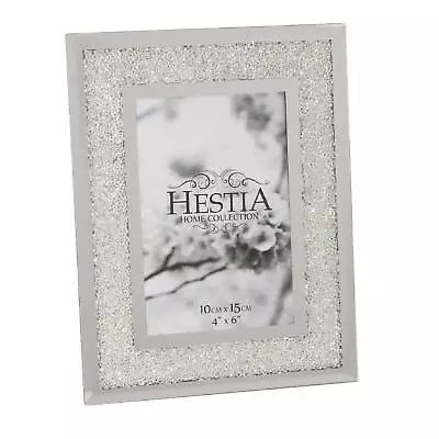 £8.10 • Buy Mirrored Photo Frame HESTIA Silver Tone Crystal Inlay Freestanding Picture 4x6