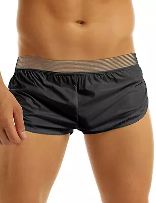US Men's See Through Beach Shorts Underwear Sides Split Trunks Watershort Pants • $3.71