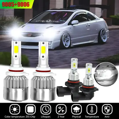 Front 6K LED Headlights Hi/Lo Lights Bulbs For 2006-2011 Honda Civic 2Dr Coupe • $22.98