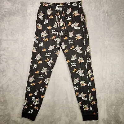 Tom And Jerry Pajama Pants Mens Small Black H&M PJ Bottoms Sleepwear • $14