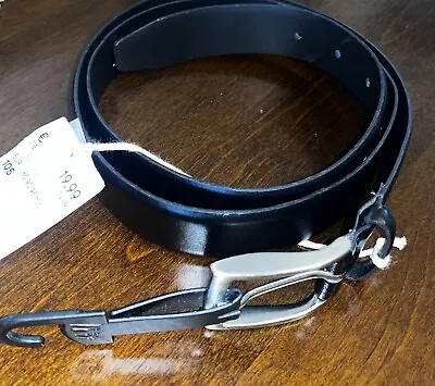 H&M Belt Mens 41-42 Black Leather Silver Tone  Buckle New With Tags • $3.95