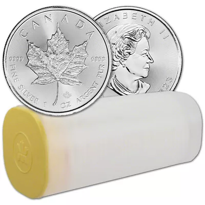 2023 Canada Silver Maple Leaf - 1 Oz - $5 - 1 Roll - Twenty-five 25 BU Coins • $771.24