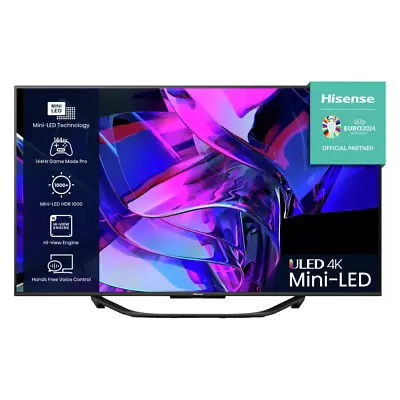 Hisense 55U7KQTUK 55 Inch 4K Ultra HD HDR Mini LED Smart TV • £661.19