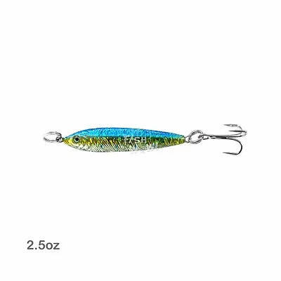 Fish WOW! 2.5oz Fishing Mega Live Bait Metal Luna Lure Jig Blue Yellow Silver • $10.69