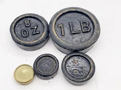 £19.99 • Buy Vintage / Antique Set Of Black Weights 1lb Butchers Green Grocers Scale Weights