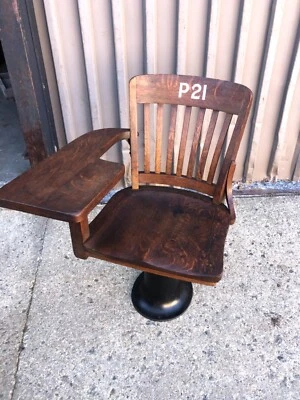 Gorgeous Vintage Quartersawn Oak School House Desk Chair Sikes Phil PA 33” H  • $198