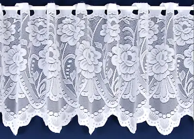 Sally Lace Cafe Net  Curtains White - Sold By The Metre - Free Postage - • £3.99