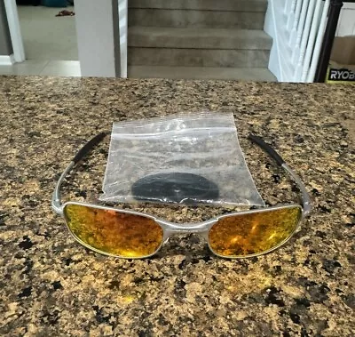 Oakley Sunglasses  Square Wire 2.0 Sunglasses Vintage Silver Fram With Fire Lens • $150