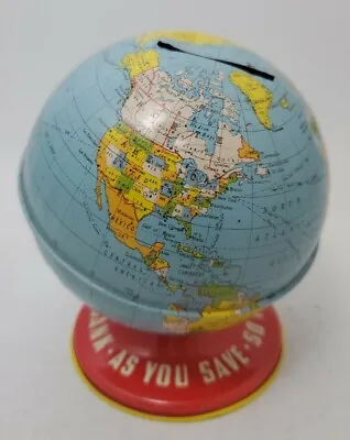 Vintage Globe Bank Tin MADE IN USA The Ohio Art Co. • $26.10