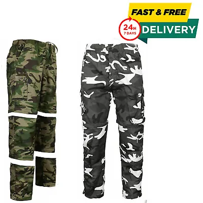 New Mens 3 In 1 Camouflage Trousers Zip Off Shorts Combat Winter Gym Army Summer • £11.99