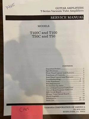 YAMAHA T-100C  T-100 T-50C T50C T50 T-50 GUITAR AMP Service Manual **ORIGINAL** • £32.16