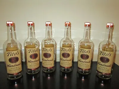 Lot Of 6 Empty 1 Liter Tito's Handmade Vodka Bottles With Caps • $24