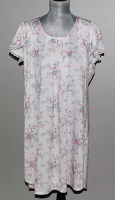 MISS ELAINE Women PINK FLORAL Summer SILKY KNIT  Night Gown SIZE 3X NWT $72 • $39